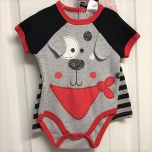 Swiggles Multi Color Puppy Print 3 Piece Outfit Baby Size 3M / 6M NWT